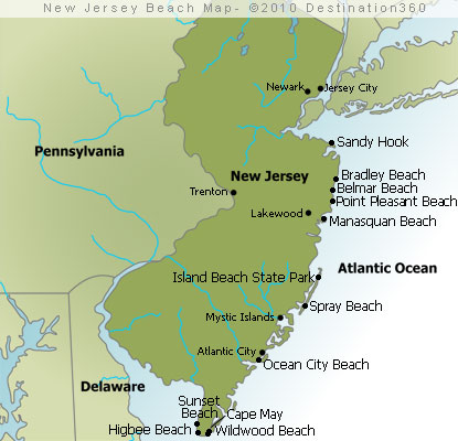 Jersey Beaches Map - Jersey Shore Map