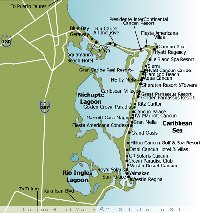 Cancun Hotel Map